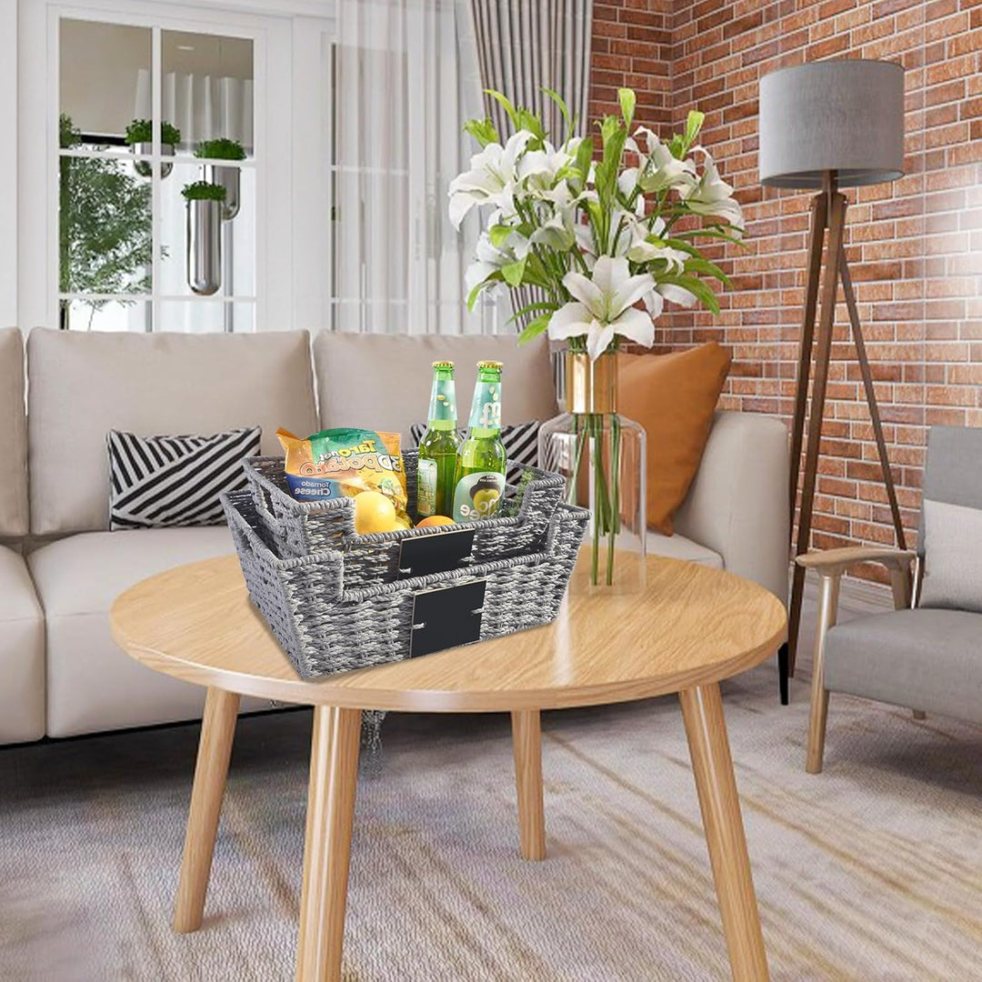 OUTBROS Körbchen Geflochten,Rattankorb aus Gewebtem, Deko Aufbewahrungskörbe, Organizer korb in Shel