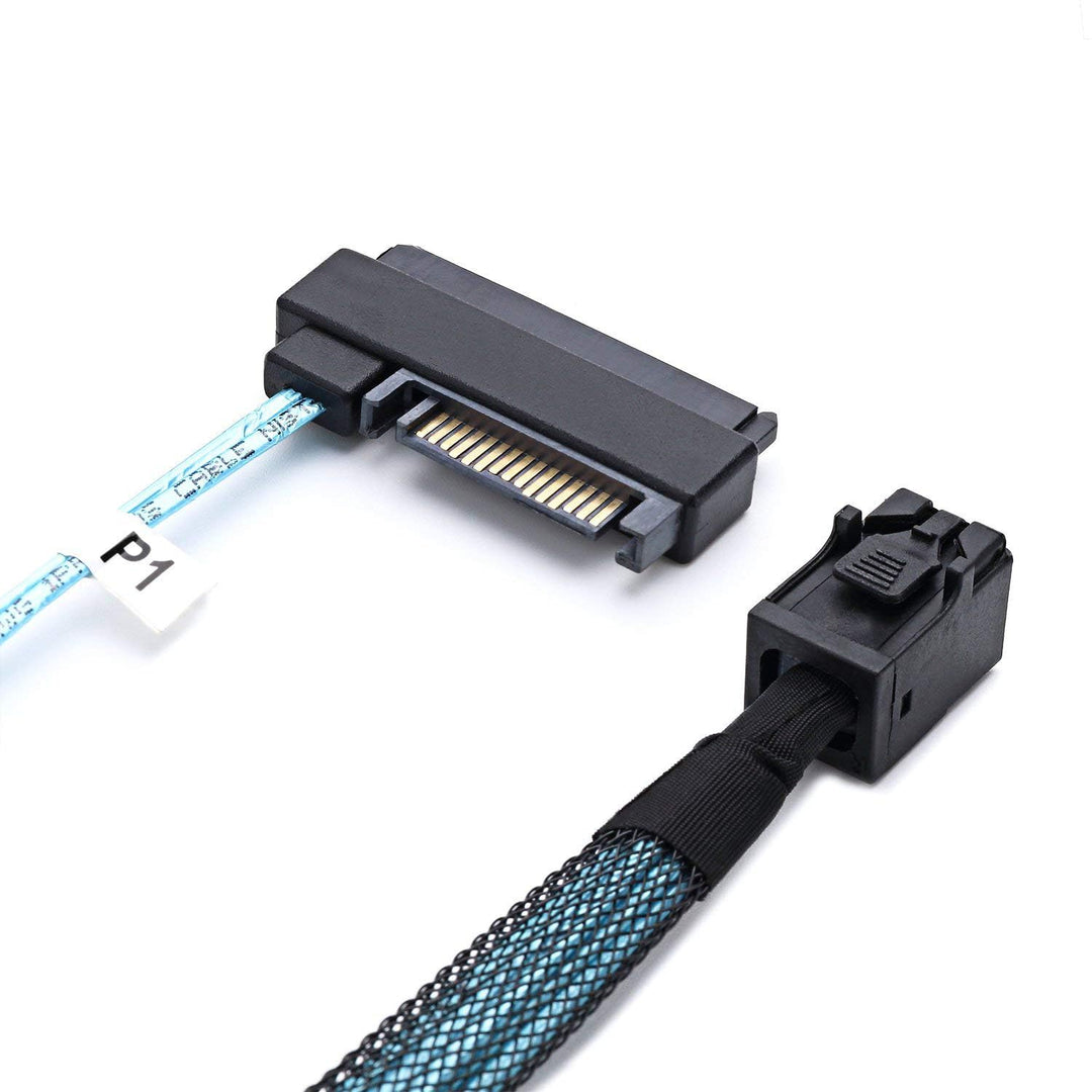 Bolwins P82CS Mini SAS SFF-8643 auf 4x SFF-8482 & 4x SATA 15pin Splitter Kabel – 1m Mini SAS SFF-864