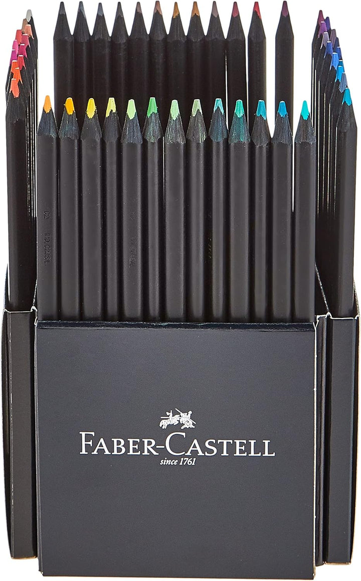 Faber-Castell 116450 - Buntstifte Blackwood, Black Edition, 50er Etui, leuchtende Farben mit weichem