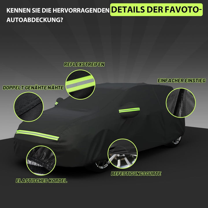 Favoto Autoabdeckung Winter Vollgarage Auto Abdeckplane Staubdicht Wasserdicht Autohülle Autoplane C