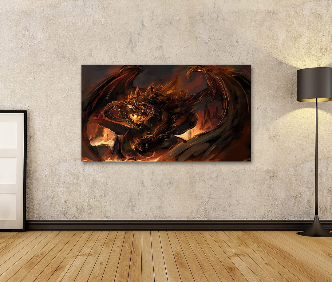 islandburner Bild auf Leinwand Drachen Wut Bilder Wandbilder Poster Leinwand 80x40cm, Leinwand 80x40