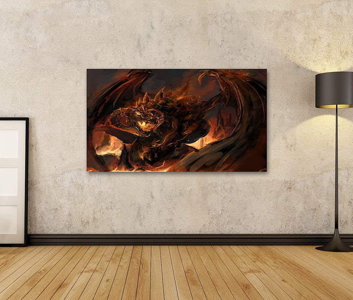 islandburner Bild auf Leinwand Drachen Wut Bilder Wandbilder Poster Leinwand 100x57cm, Leinwand 100x