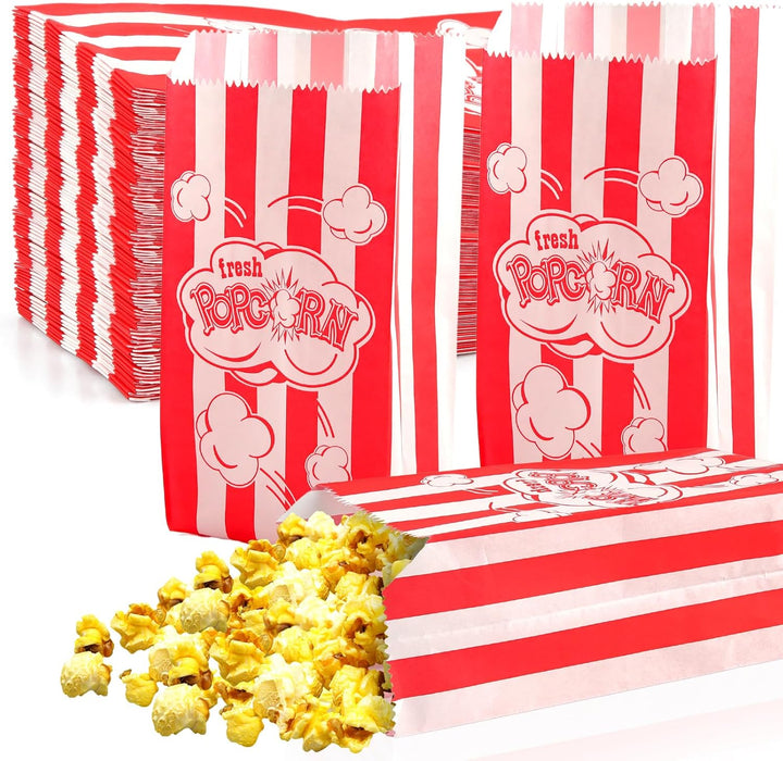 200 Stück Popcorn Tüten Klein, Popcorntüten Rote Streifen, Popcorn Papiertüten, Popcorn Behälter für