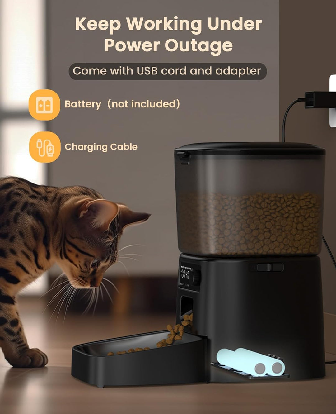 oneisall 3.5L Futterautomat Katze, Katzenfutter Automat mit Programmierbarem Timer, 1-6 Mahlzeiten p