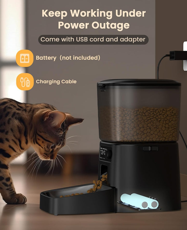 oneisall 3.5L Futterautomat Katze, Katzenfutter Automat mit Programmierbarem Timer, 1-6 Mahlzeiten p