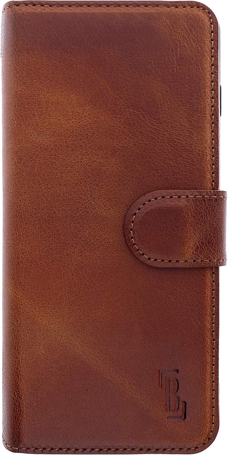 Burkley Handyhülle mit Ständer und Kartenfach für Samsung Galaxy S20+ Leder Handytasche mit Magnetve