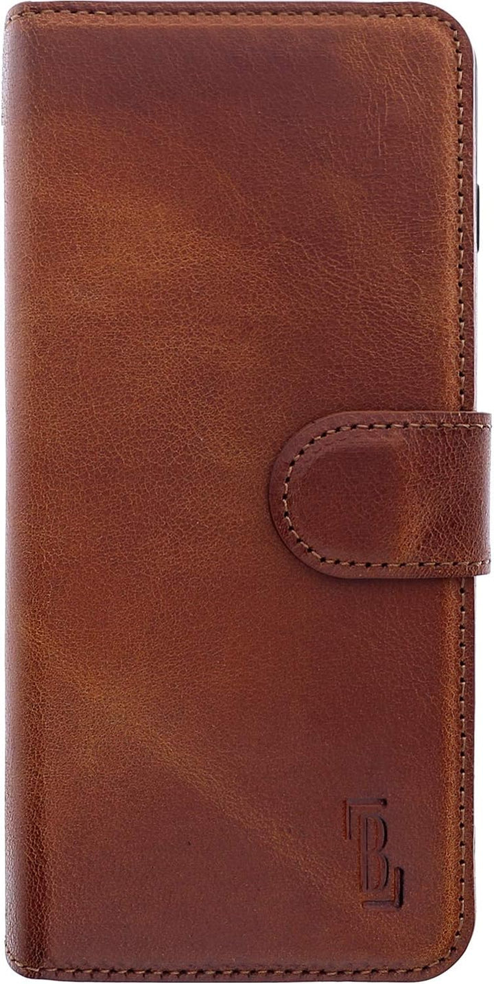 Burkley Handyhülle mit Ständer und Kartenfach für Samsung Galaxy S20+ Leder Handytasche mit Magnetve