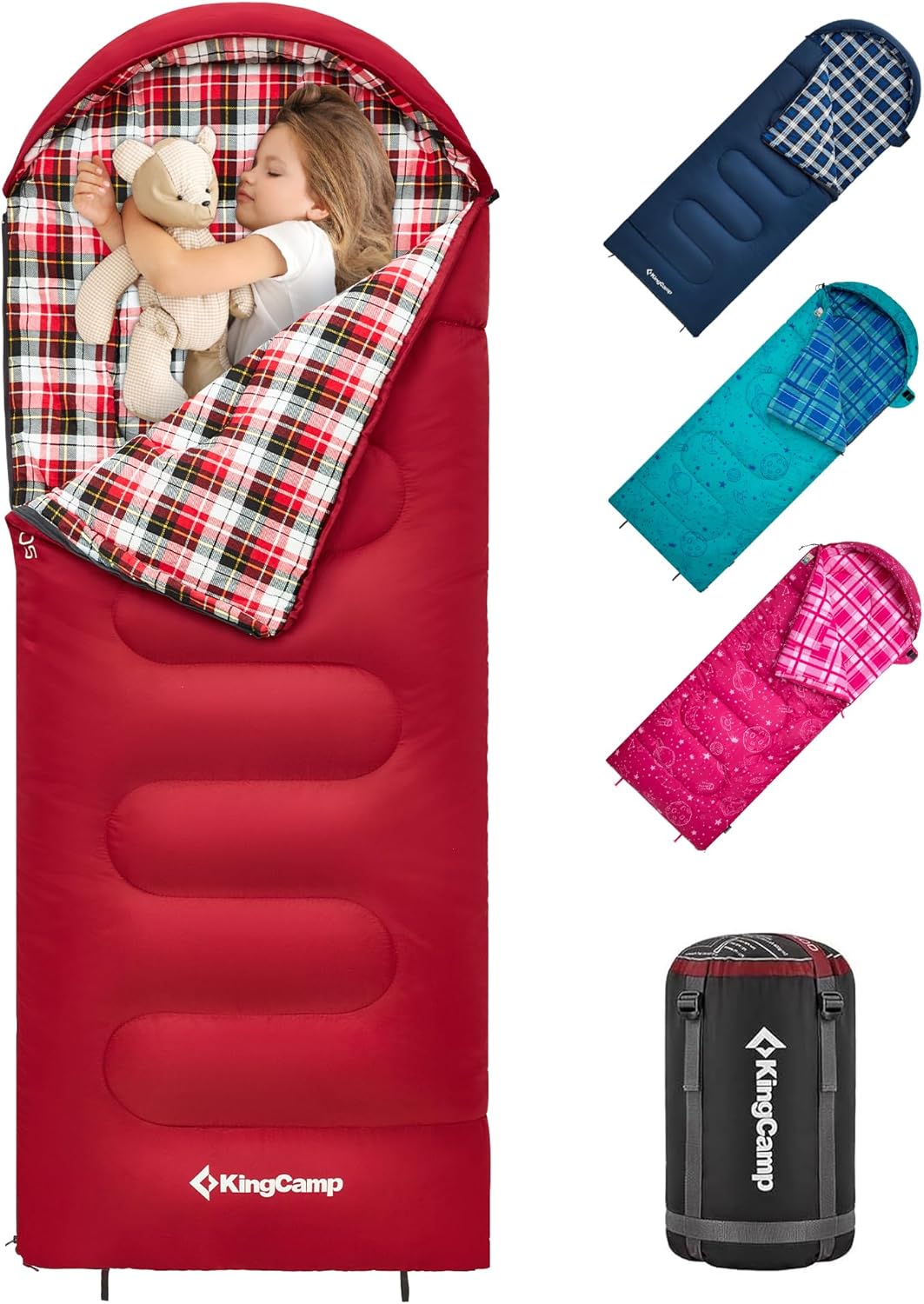 KingCamp Kinderschlafsack Schlafsack Winter Warmer Deckenschlafsack 3-4 Jahreszeiten für Kinder beim