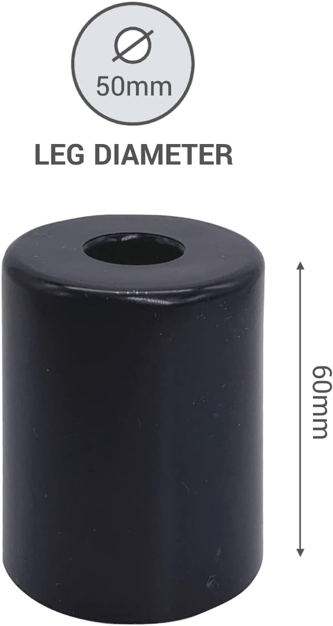 50 Stück schwarz Möbelbeine Höhe 60mm rund Ø 50mm Möbelfüsse Material Kunststoff Schrauben inklusive