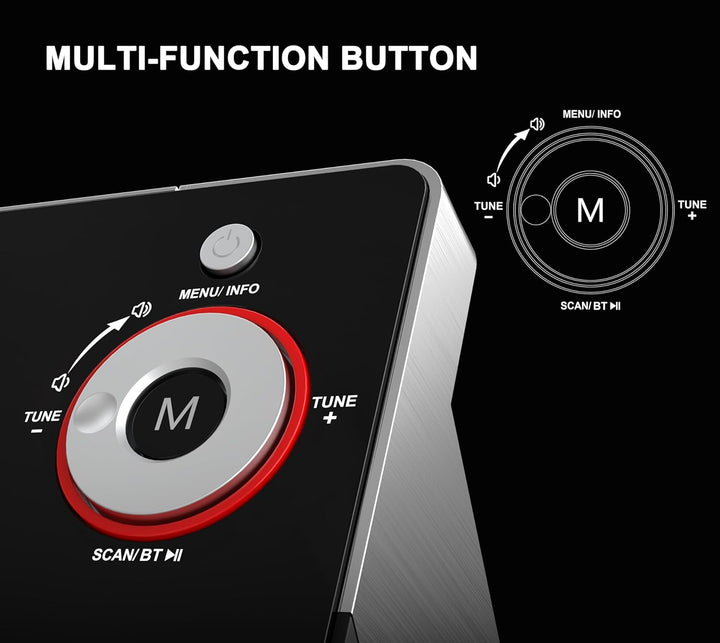 iTOMA FM/DAB Radiowecker mit USB-Ladeanschluss, Bluetooth Stereo Lautsprecher, Kopfhörerbuchse, Dual