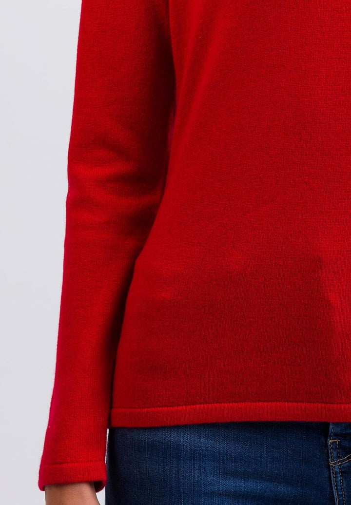 CASH-MERE.CH 100% Kaschmir Damen Pullover | Sweater Rundhalsausschnitt 2-fädig XS Rot, XS Rot