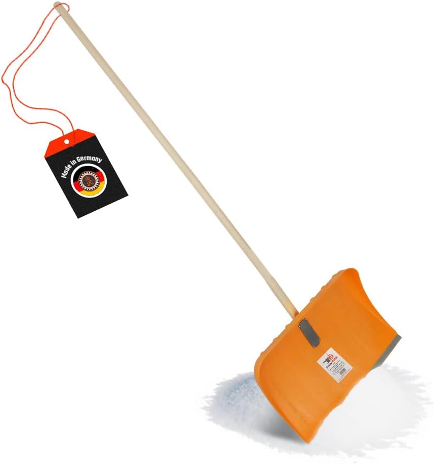 SHW-FIRE Schneeschieber aus geschäumtem Kunststoff mit 150 cm langem Ovalstiel und robuster Alu-Kant