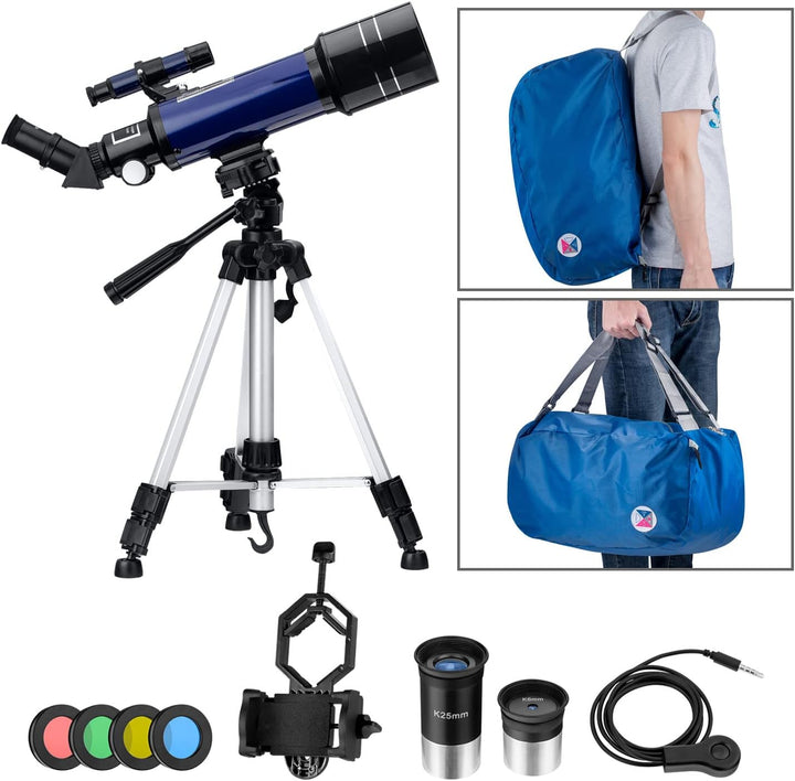 Astronomisches Teleskop mit Stativ, Pro 400/70 FMC Optisches Refraktor-Glas-Teleskopen Fernrohr für