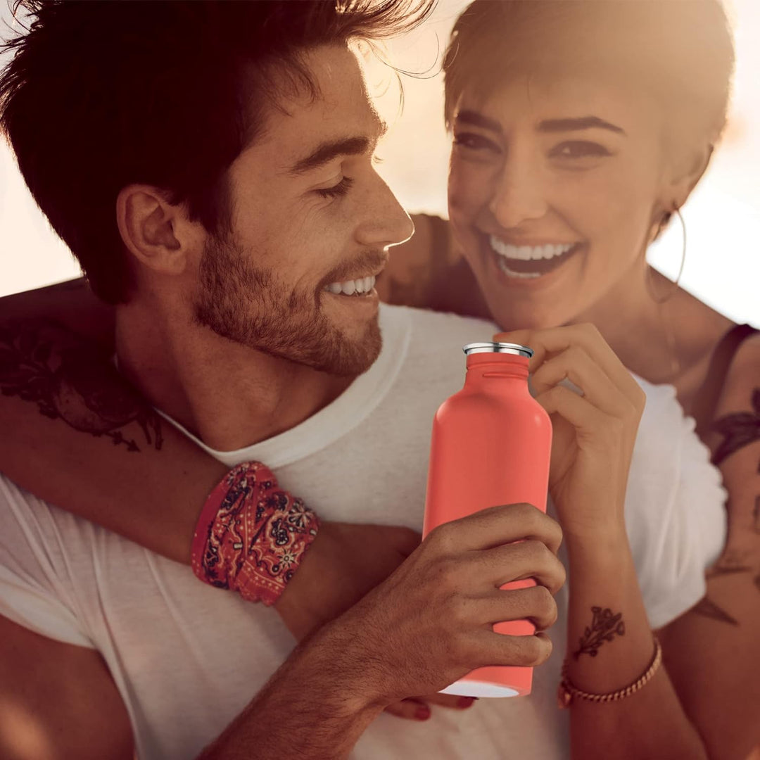 Guzzini - On The Go, ENERGY L Thermosflasche, Trinkflasche Edelstahl - Silber, Ø 8 x h24 cm | 750 cc