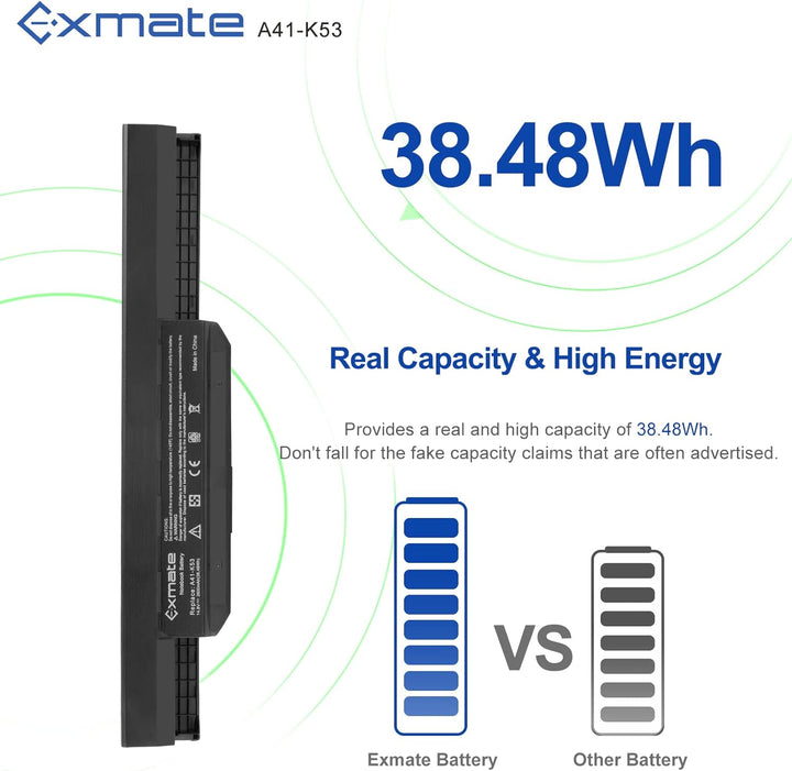 Exmate 14.4V/14.8V 2600mAh Laptop Akku A41-K53 für Asus A53 A53E K53TA K53 K53E K53S K53SD K53SJ K53