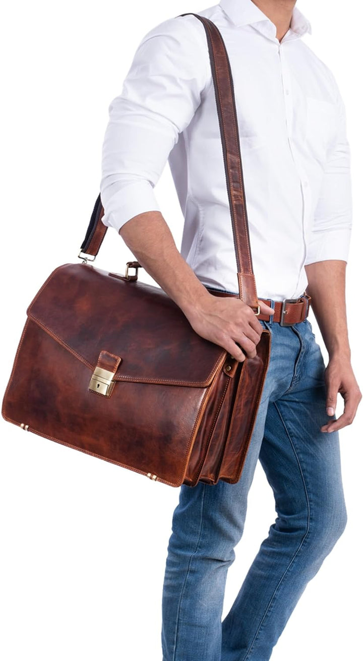 STILORD 'Morpheus' Aktentasche Leder Gross Herren XXL Businesstasche riesige Lehrertasche mit Laptop
