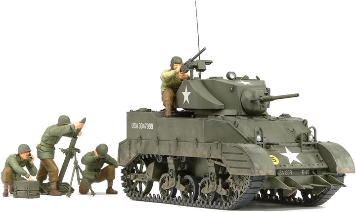 Tamiya 300035313 - 1:35 WWII US M5A1 Leicht Panzer mit Mörser (4), grün