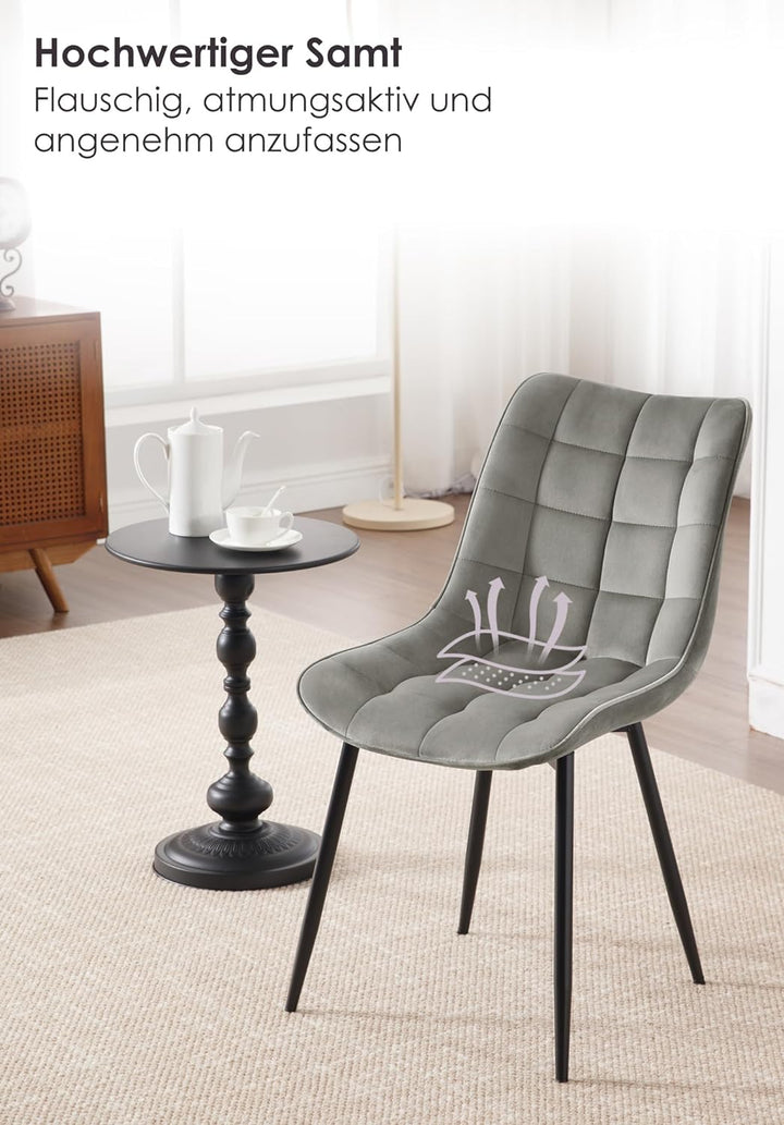 WOLTU® Esszimmerstühle BH142hgr-2 2er Set Küchenstuhl Polsterstuhl Wohnzimmerstuhl Sessel mit Rücken