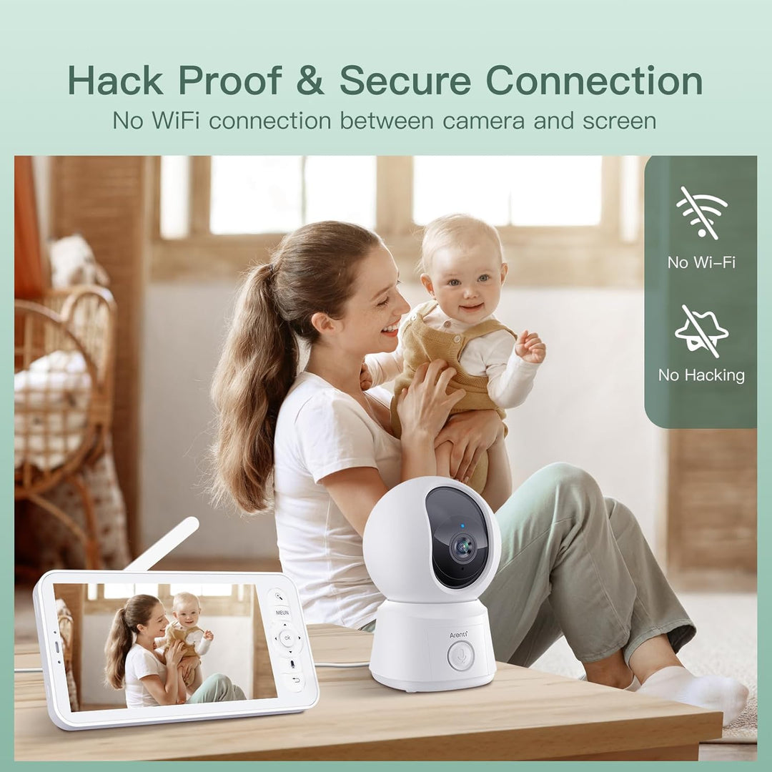 ARENTI Babyphone mit Kamera 2K/3MP, 5 Zoll WiFi Video Babyphone PTZ 355°, IR Nachtsicht, Nachtlicht,