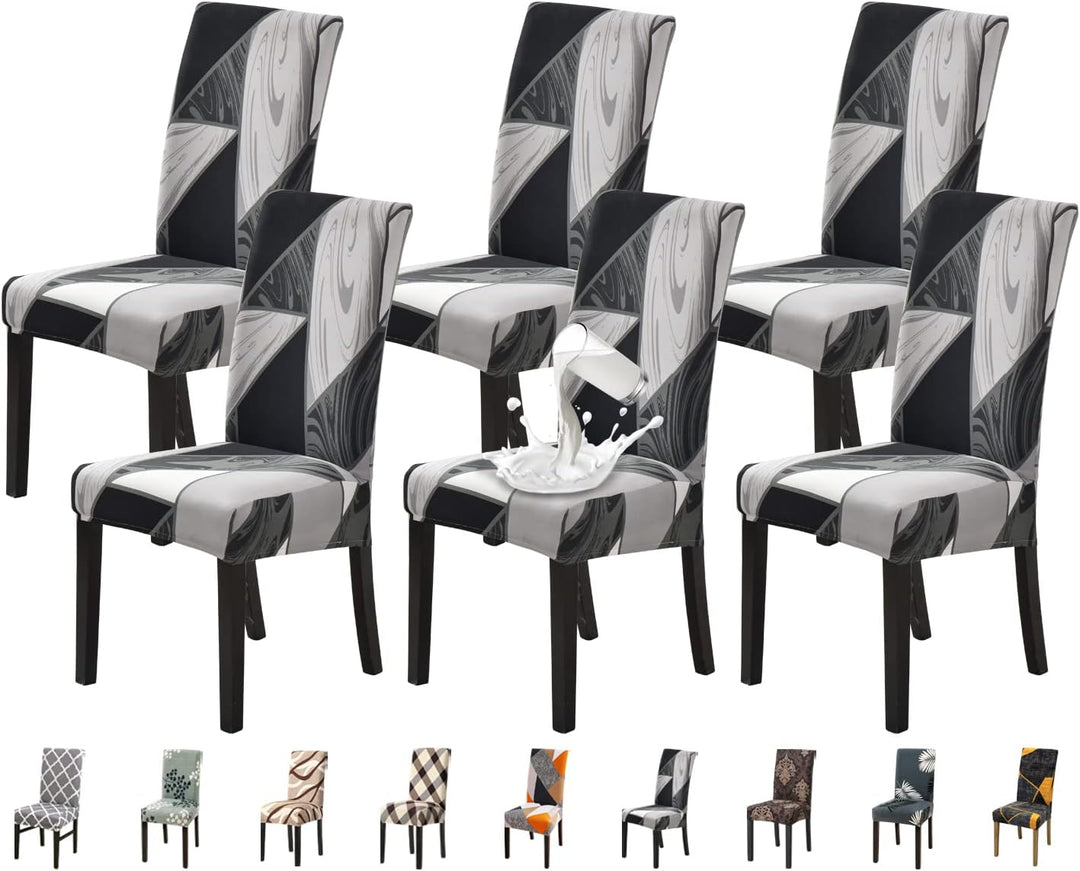 Jaotto Stuhlhussen 6er Set Wasserdicht Stuhlhussen für Esszimmerstühle Stretch Stuhlhussen Schwingst