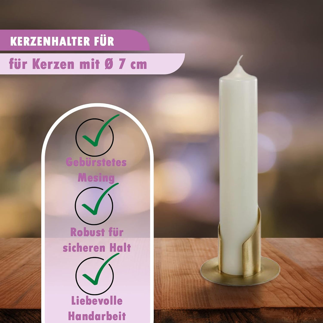 WikaKerzen Kerzenleuchter für Kerzen - Kerzenständer in Silber & Gold gebürstetem Messing Metall - K