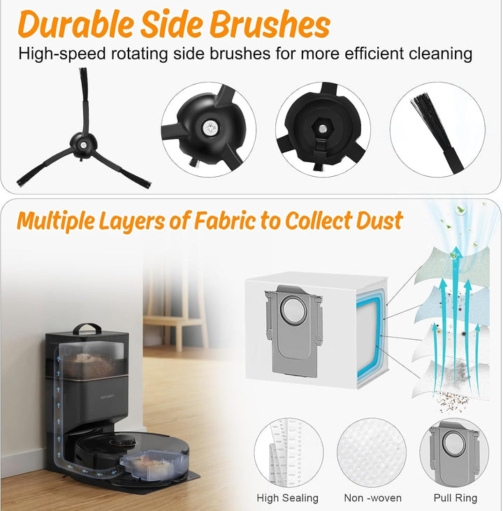 DrRobor Ersatzteile Zubehörset für Roborock Q8 Max+/Q5 Pro+/Q5 Max+/Q5 DuoRoller+ Staubsauger,2 Haup