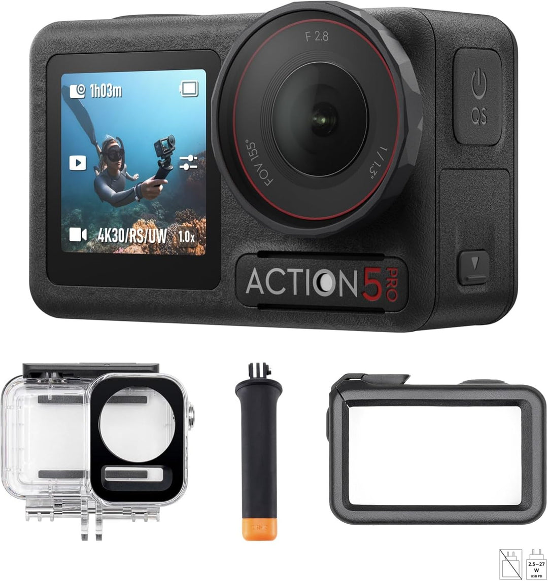 DJI Osmo Action 5 Pro Diving Combo, Action-Kamera 4K für Taucher mit 60m wasserdichtem Gehäuse, Zwei