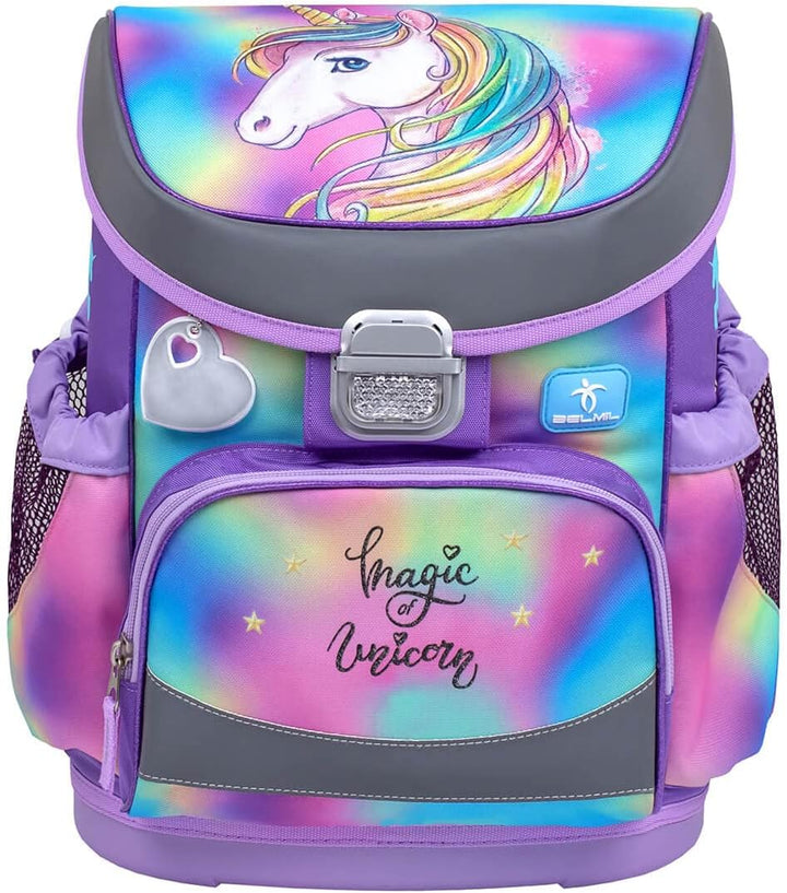 Belmil ergonomischer Schulranzen Set 4 -teilig für Mädchen 1, 2 Klasse Grundschule/Super Leicht 800-