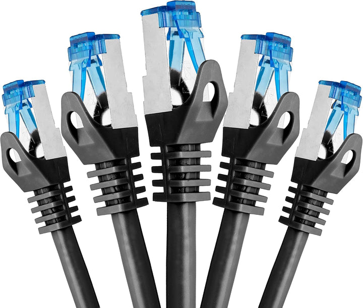 BIGtec - 5 Stück - 2m CAT.7 Gigabit Patchkabel Netzwerkkabel schwarz Kupferkabel Patch Ethernt LAN D