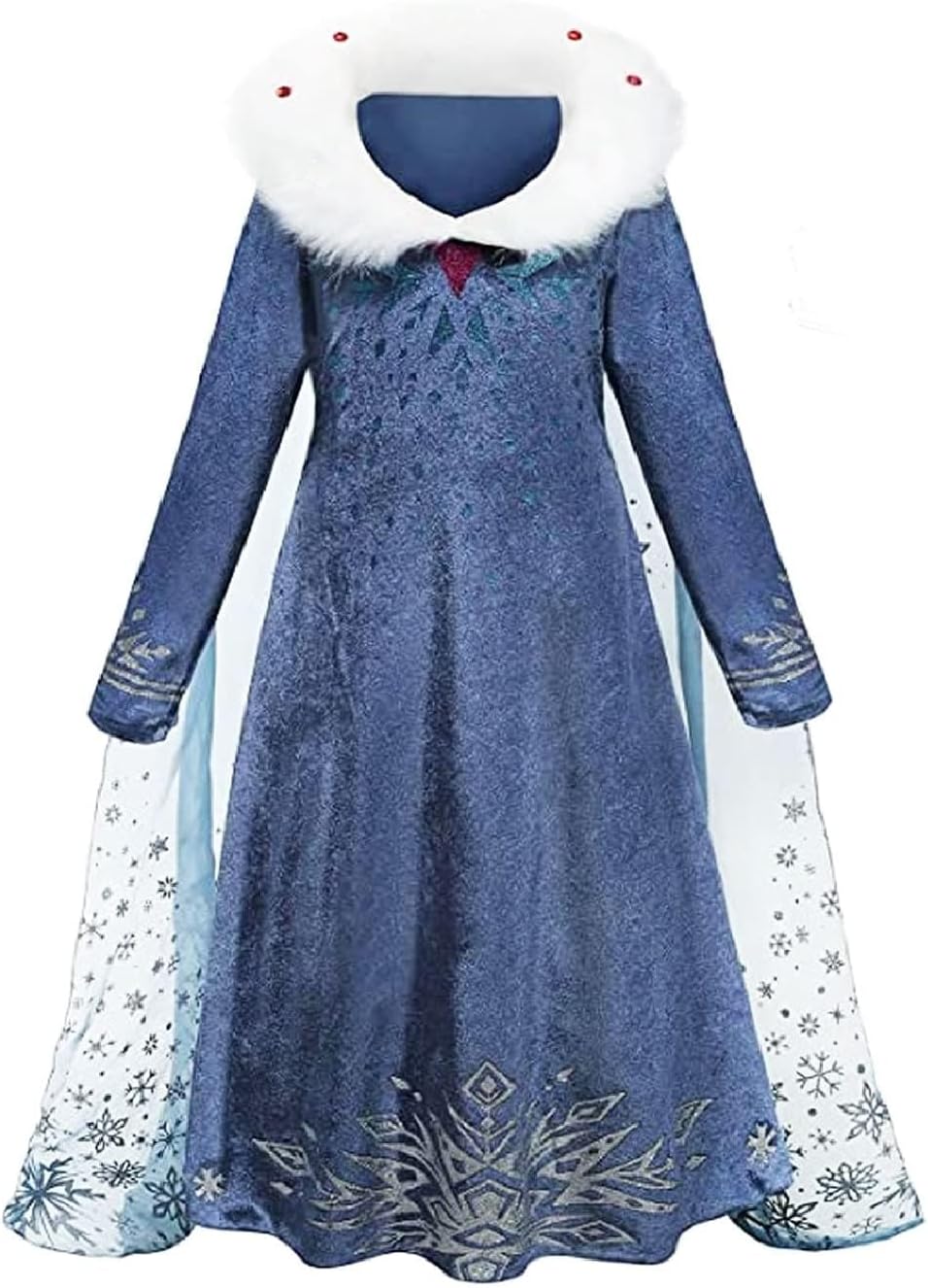 Elsa Prinzessin Kleid,Frozen Elsa Kostüm für Mädchen Kleid mit Zubehör,Schneeflocke Plüschkragen Kle