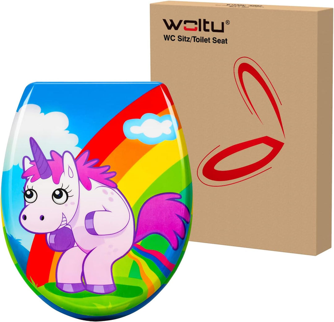 WOLTU WC Sitz mit Absenkautomatik,Toilettensitz Motiv, Toilettendeckel aus Duroplast, Stable Klodeck