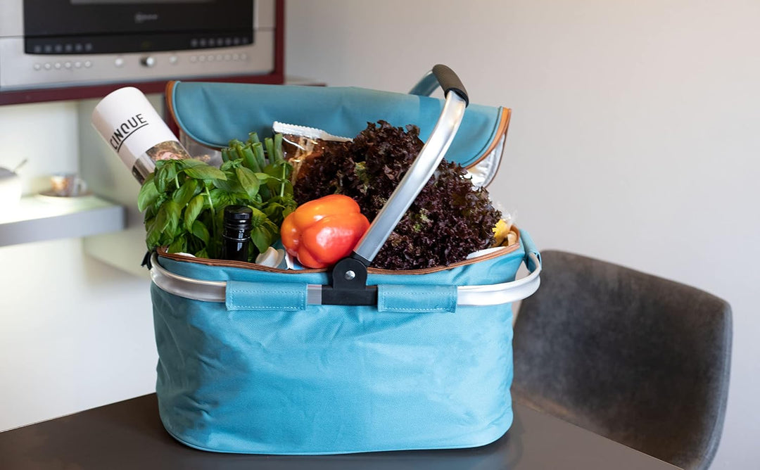 Brandsseller Einkaufskorb 26 Liter Faltbarer Kühlkorb mit Deckel Einkaufstasche Picknickkorb mit Rei