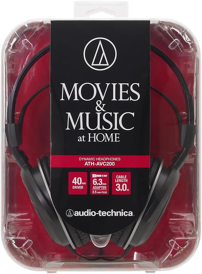 Audio-Technica ATH-AVC200 SonicPro Over-Ear-Kopfhörer, geschlossene Rückseite, Schwarz, ATH-AVC200