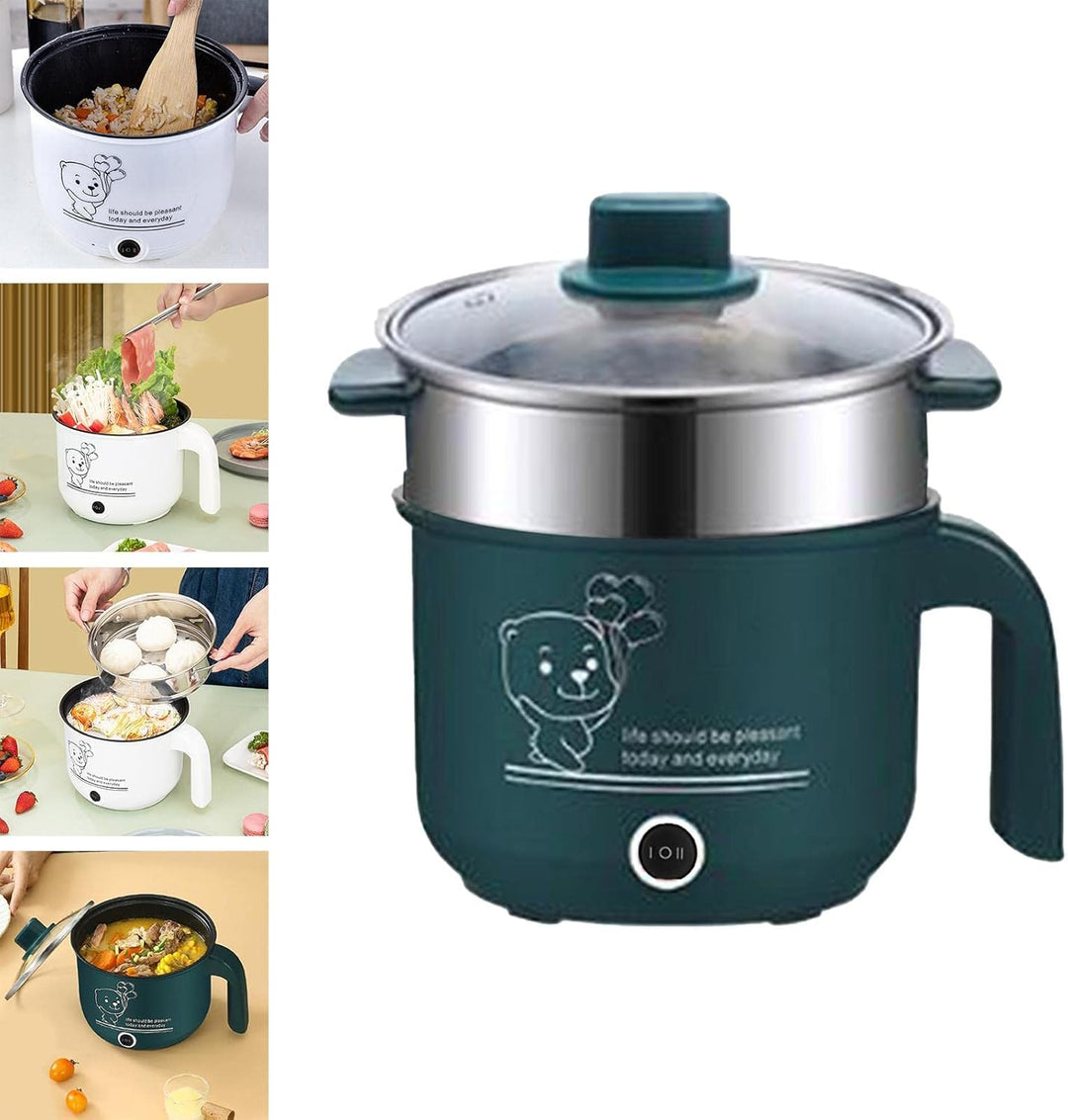 perfk Elektrische Töpfe Elektrischer Reiskocher Antihaft-Mehrzweck-2-Gang-1,8-Liter-Ramen-Kocher-Küc