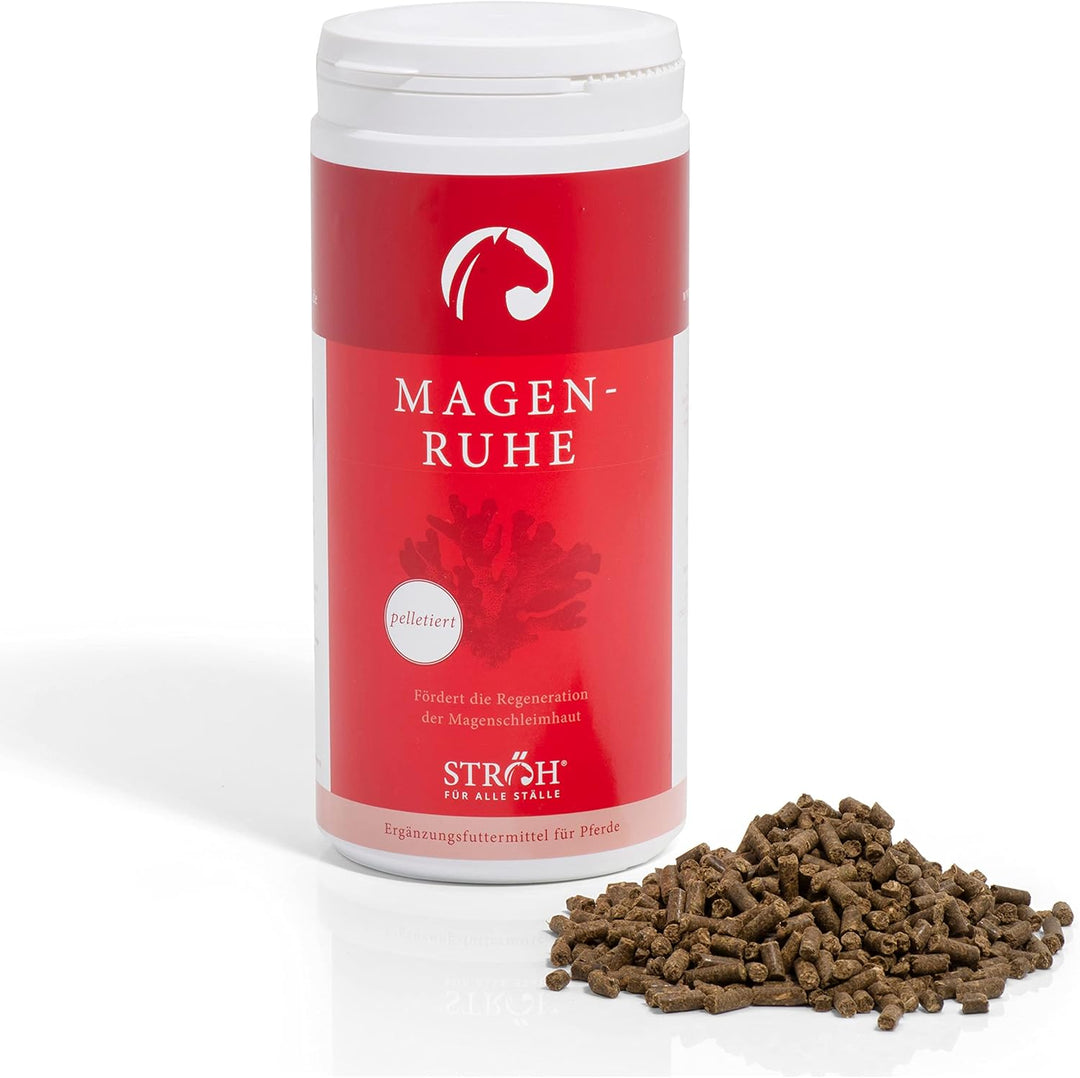 STRÖH Magenruhe Pferd (1kg) • Für Pferde Magen, Darm & Verdauung • Mineralfutter mit Bierhefe, Sandd