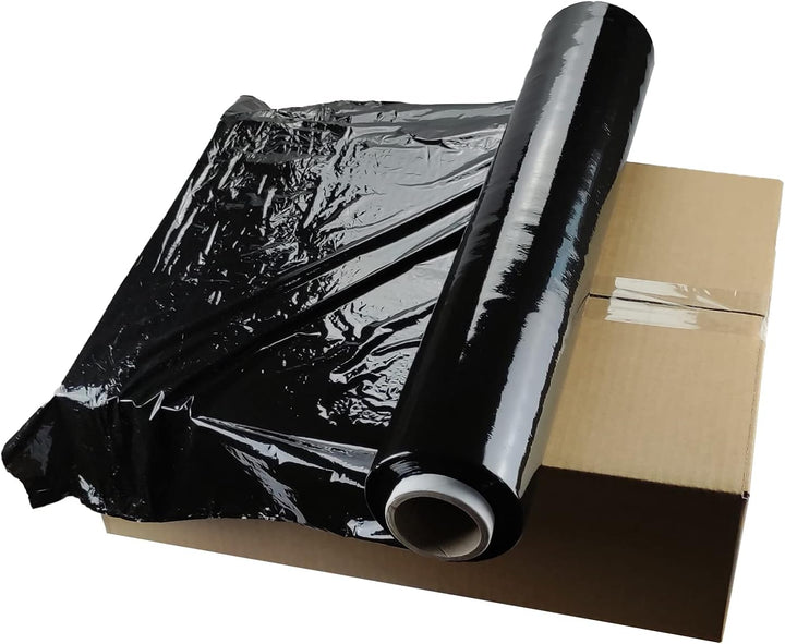 Netuno 6x schwarze Stretchfolie 23my 500 mm 2,5 kg Palettenfolie schwarz Wickelfolie PE-Handstretchf