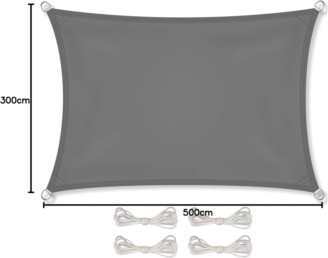 CelinaSun Sonnensegel inkl Befestigungsseile Premium PES Polyester wasserabweisend imprägniert Recht
