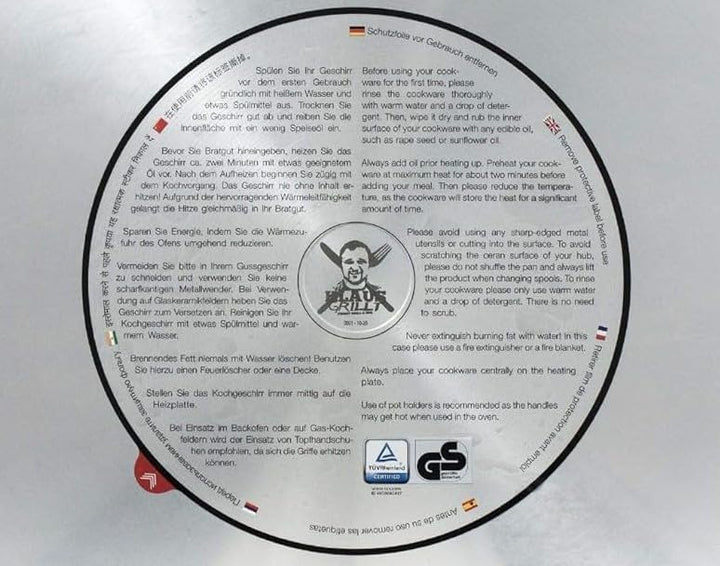 AMT Gastroguss "Klaus grillt" Gastronorm - Grillplatte GN 1/2 glatt, nicht induktionsgeeignet, 26,5