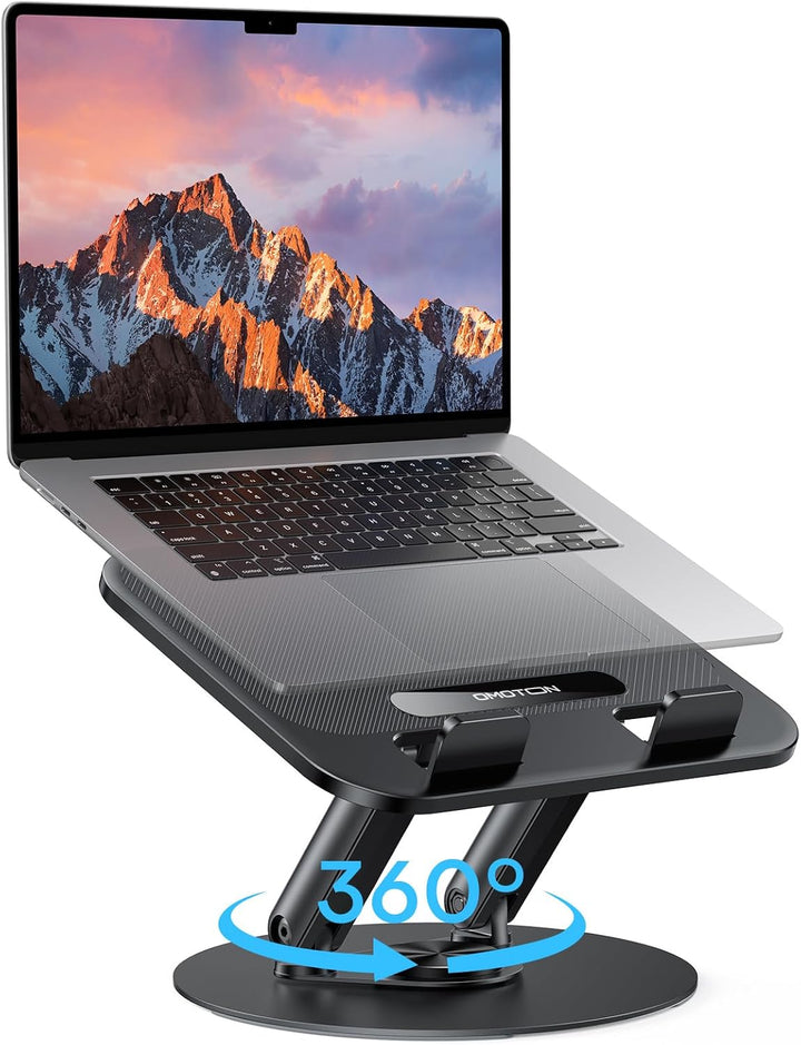 OMOTON Laptop Ständer, Schwenkbarer Laptopständer mit 360° drehbarer Metallbasis, Ergonomischer Lapt