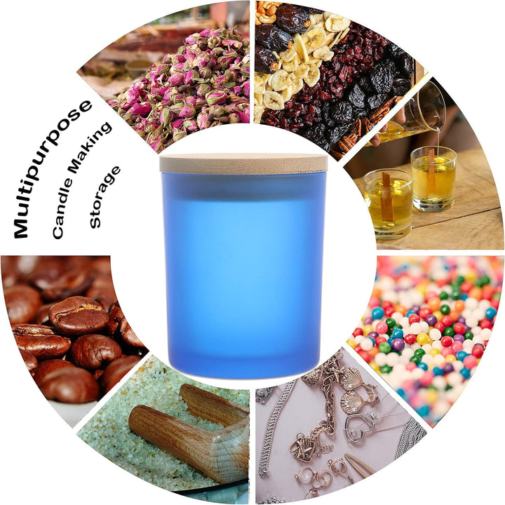 MILIVIXAY 12 Stück 340 ml Milchglas-Kerzengläser mit Deckel und Kerzenherstellungs-Sets – leere Kerz