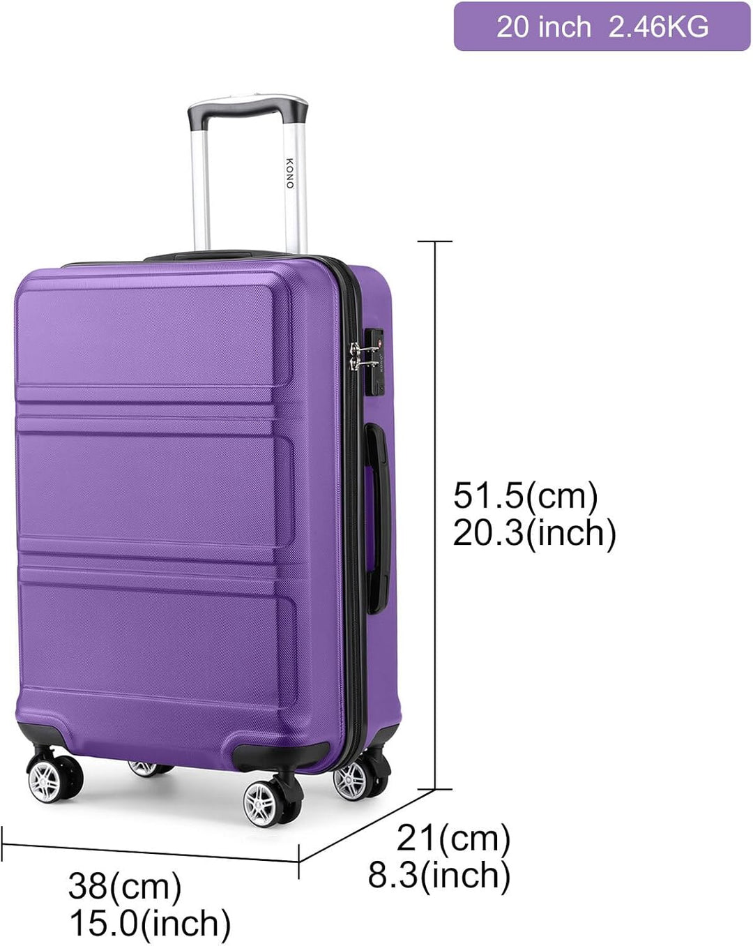 Kono Koffer Trolley Hartschale Handgepäck Zwillingsrollen Leichtgewicht ABS Kabinentrolley Reisekoff
