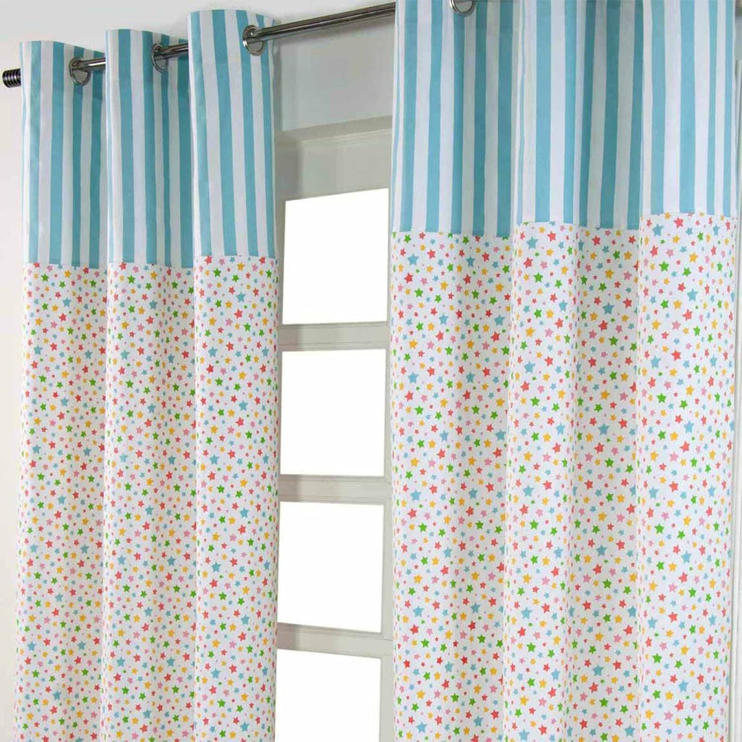Homescapes Vorhang Kinderzimmer Ösenvorhang Kindervorhang Stars Multi 2er Set bunt 137 x 228 cm (Bre