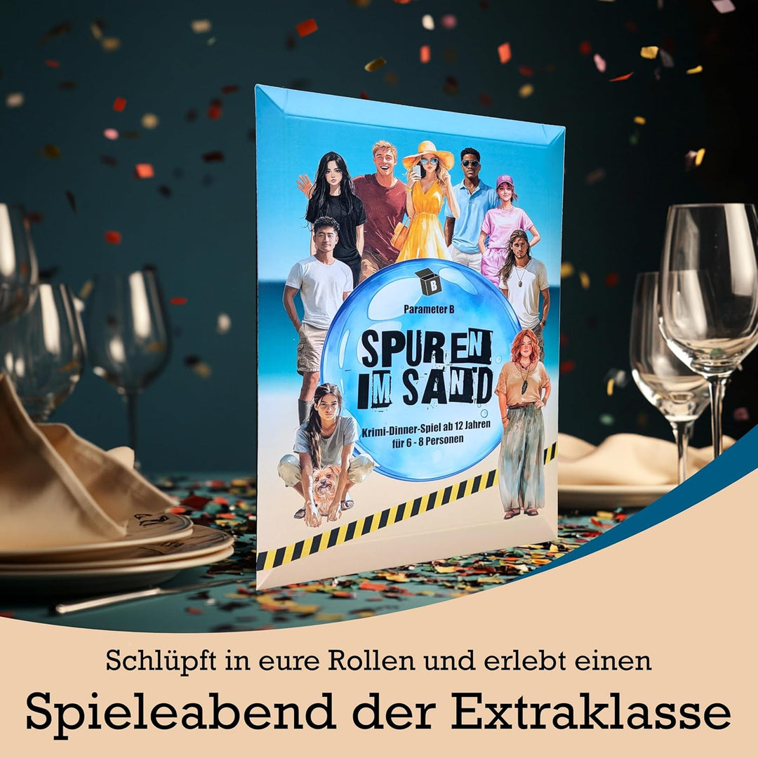 Parameter B - Spuren im Sand - Krimidinner für 6-8 Personen – ab 12 Jahren - Krimidinner für Zuhause