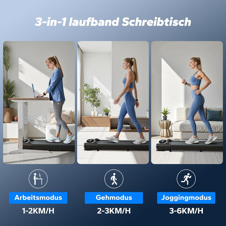 MERACH Walking Pad, 3 in 1 Laufband Für Zuhause, Laufband Schreibtisch für Zuhause und Büro, 1-6km/h