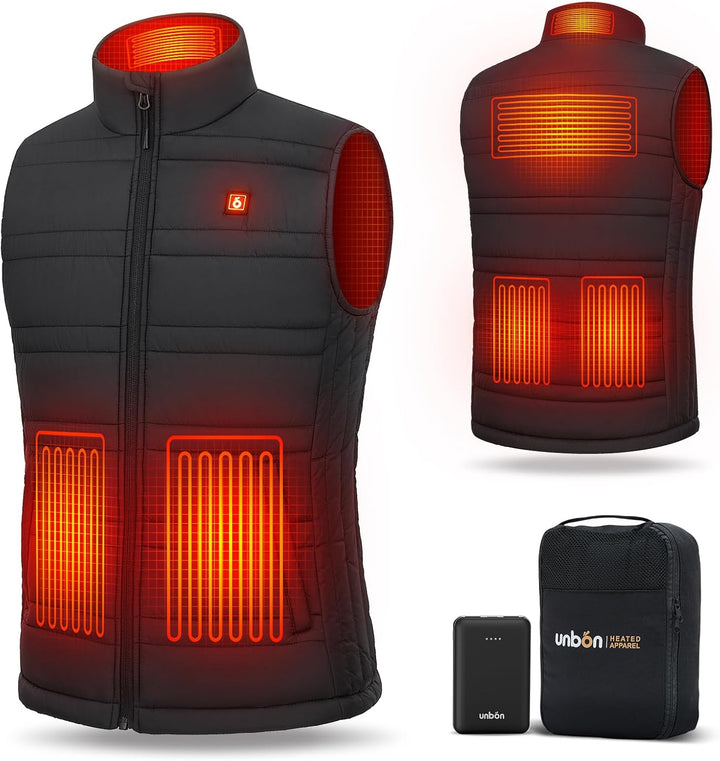 UNBON Beheizbare Weste, Heizweste Herren, Beheizbare Jacke mit Powerbank 10000mAh USB, Beheizte West
