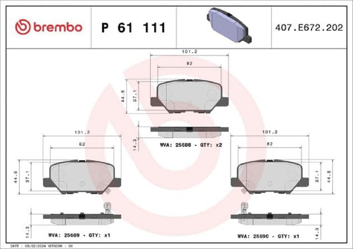 Brembo P61111 - Hintere Bremsbeläge