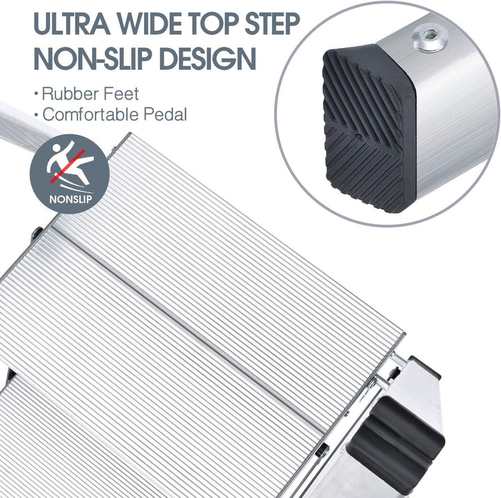 Kingrack Stufenleiter,Klapptritt,Aluminium Tritthocker,rutschfeste Stehleiter,klein und kompakt,Bela