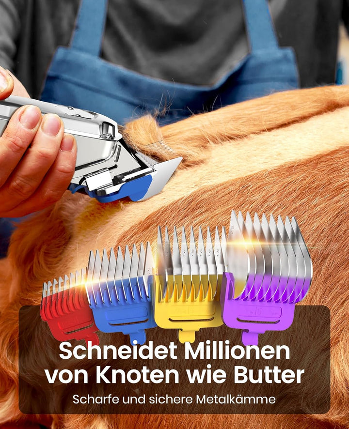 oneisall Leise Hundeschermaschine mit Metall-Fรผhrungskamm, prof. Kabelloses Schermaschine Hund Katze