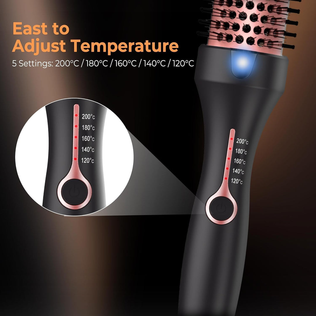 Thermal Brush Keratin Warmluftbürste Heat Brush 38Mm, Thermobürste Rundbürste, Hot Brush 120-200℃, D