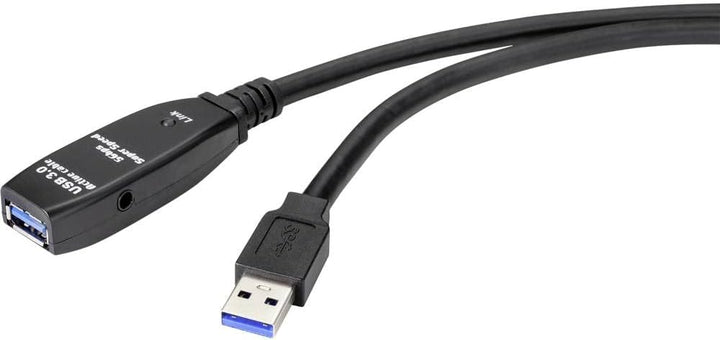 Renkforce USB-Kabel USB 3.2 Gen1 (USB 3.0 / USB 3.1 Gen1) USB-A Stecker, USB-A Buchse 10.00 m Schwar